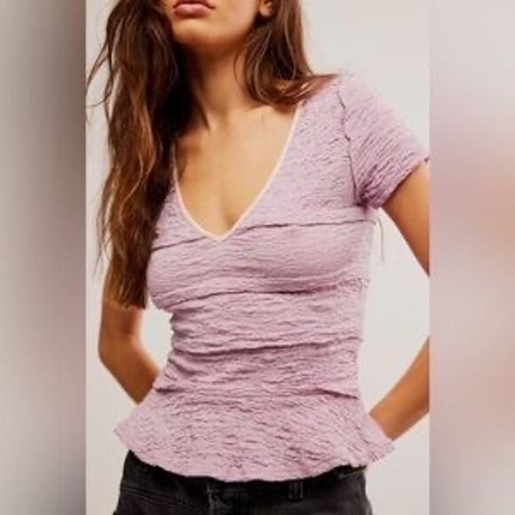 Free People NWT Women's Size Large Krystal Tee Top Lavender Fairy Whimsy Y2K - Picture 9 of 9
